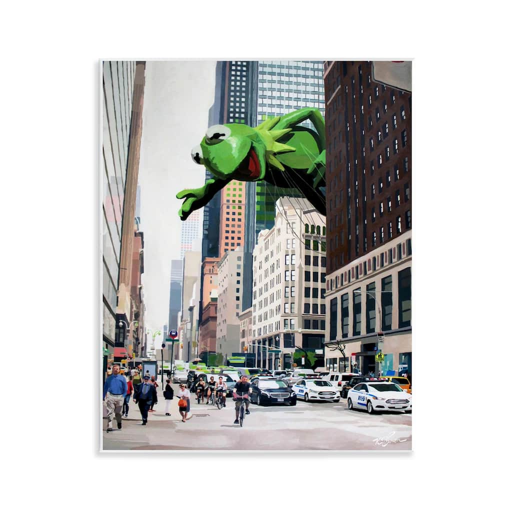 Stupell Frog Character over City Wall Plaque Art Design By Keith Thomson