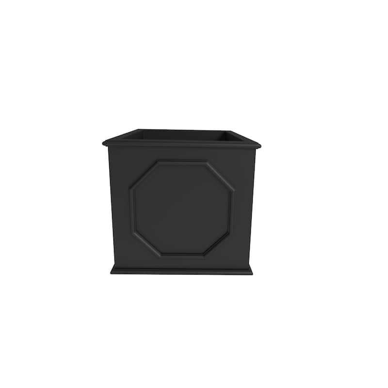 Sprout Modern Fiberstone Square Planter Pot with Drainage Holes for Home Garden Yard Patio Porch Office- No Assembly Required