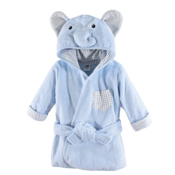 slide 1 of 1, Hudson Baby Infant Boy Cotton Animal Face Bathrobe, Blue Elephant, 0-9 Months - Blue Elephant - One Size One Size - Blue Elephant