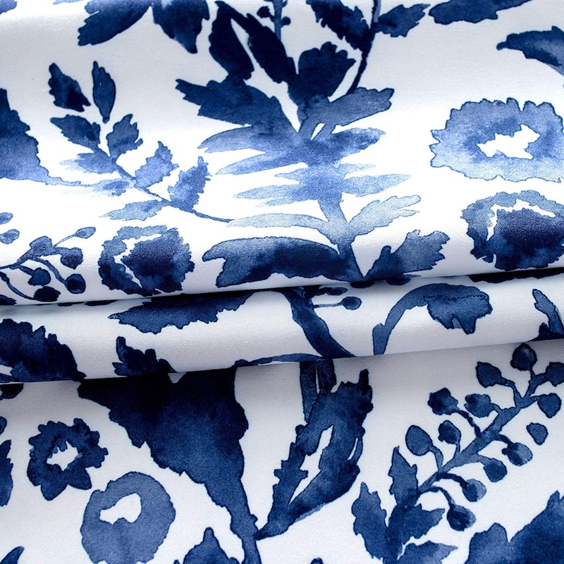 Porch & Den Ouzel Floral Watercolor Tie Up Single Curtain Panel