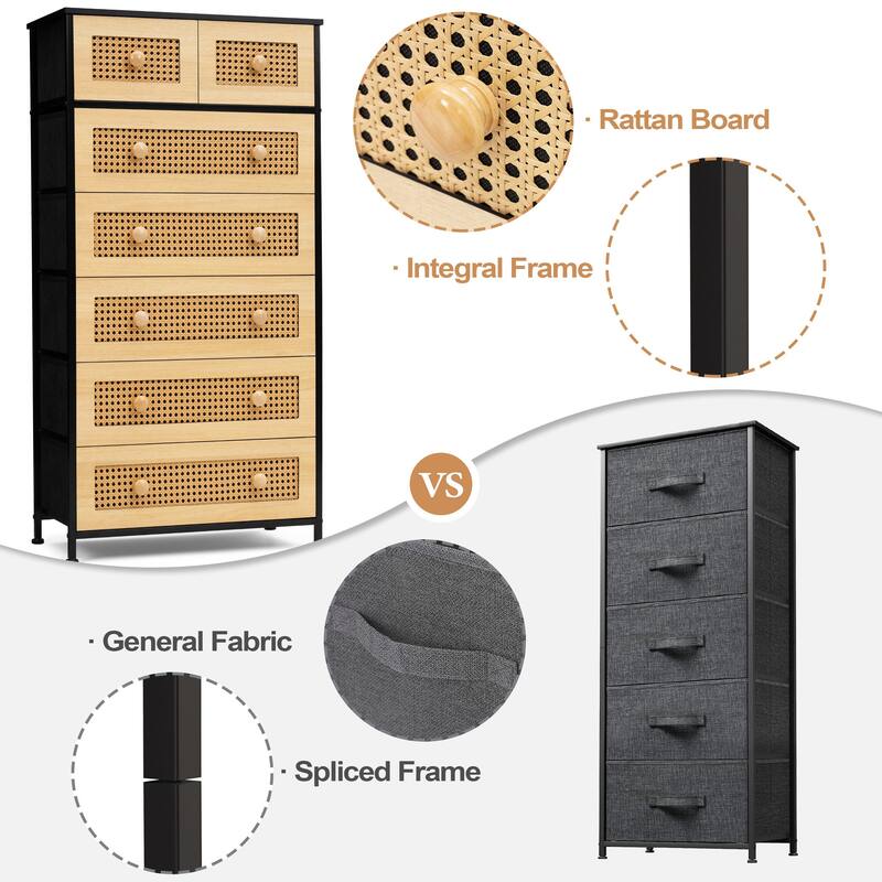 Vertical Storage Dresser 7-drawer Chest Closet Organizer Unit for Bedroom