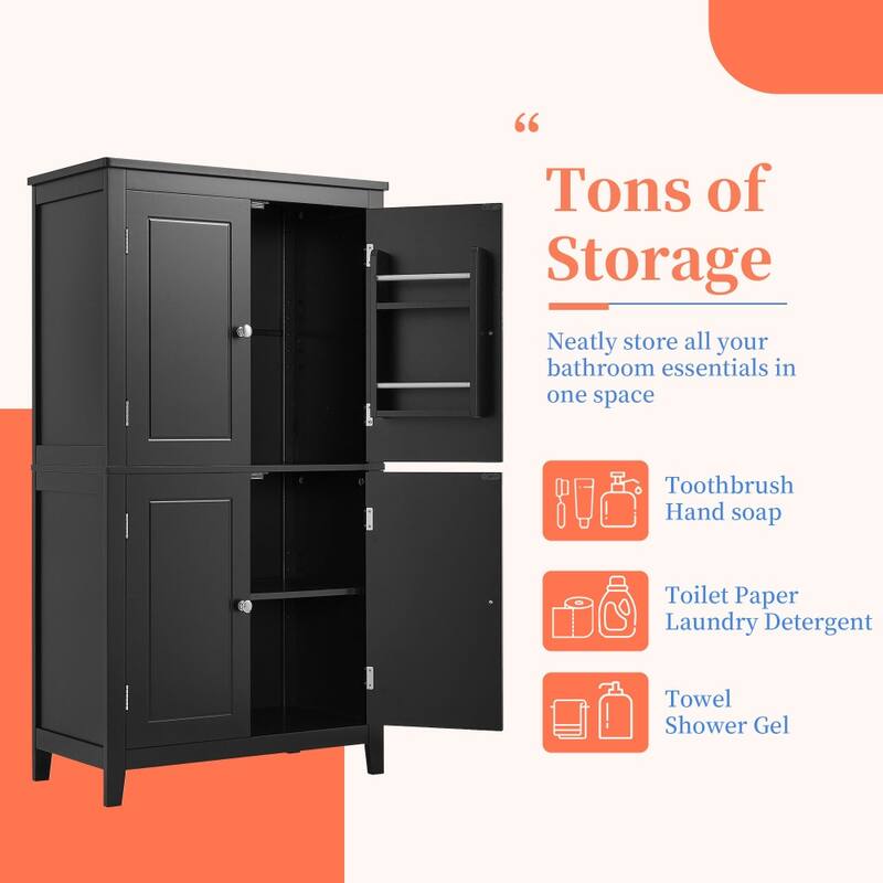 23.6 in. W x 43.3 in. H MDF Freestanding Linen Cabinet with Adjustable Shelves