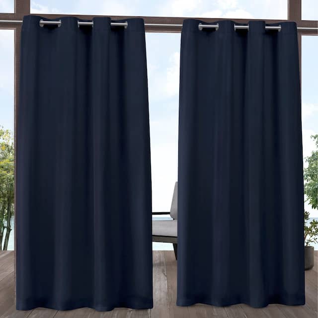 ATI Home Indoor/Outdoor Solid Cabana Grommet Top Curtain Panel Pair - 54x108 - Navy