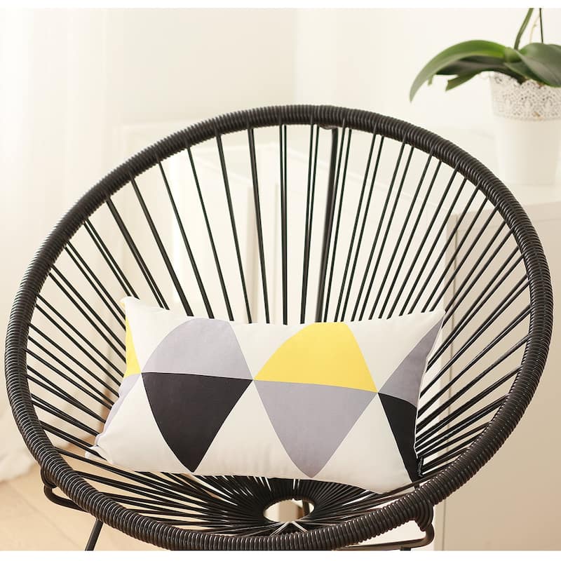Yellow Scandi Printed Lumbar Pillow Cover 12''x20'' (2 pcs in set)