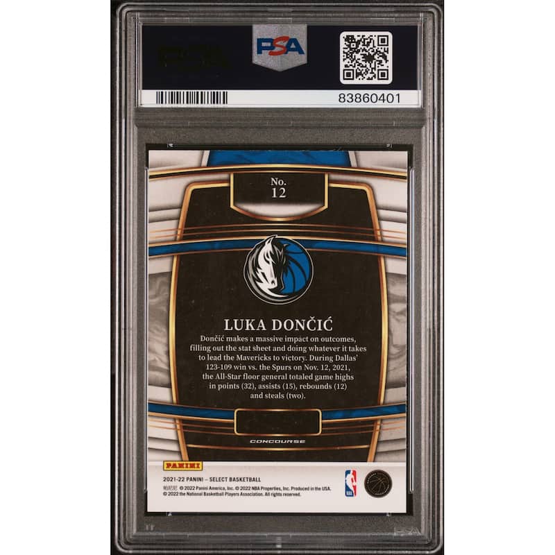 Luka Doncic 2021 Panini Select Blue Basketball Card #12 Graded PSA 10 - 8'6" x 11'6"