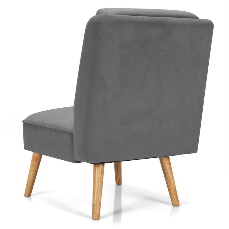 Gymax Velvet Accent Chair Single Sofa Chair Leisure Chair with Wood - 19'' x 23.5'' x 16''