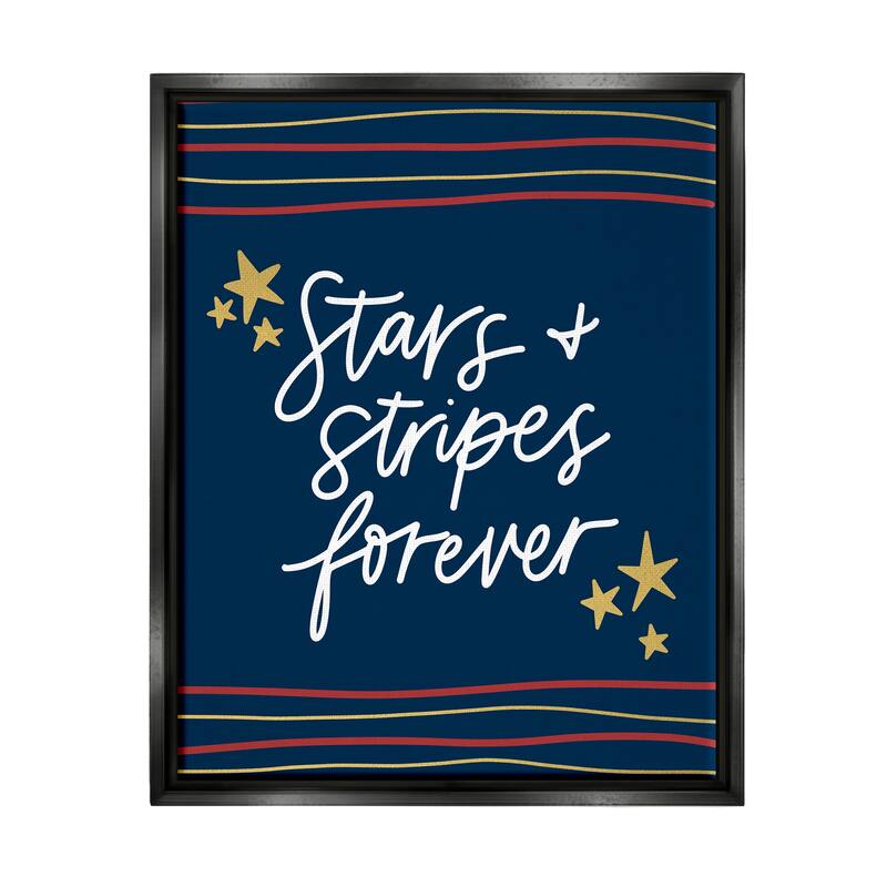 Stupell Stars Stripes Forever Americana Independence Day Floater Frame, Design by Amanda Houston - 16 x 20 - Black
