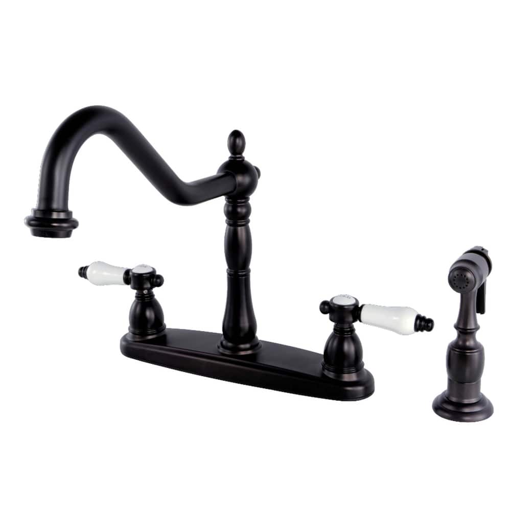 Kingston Brass Vintage Porcelain 8-inch Centerset Kitchen Faucet with Side Sprayer