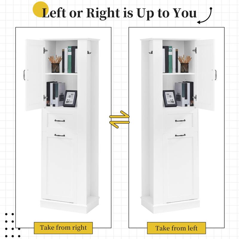 67.8 in.H Modern Tall Storage Cabinet with Tilt-Out Compartment and Adjustable Shelves for Bathroom and Home Organization
