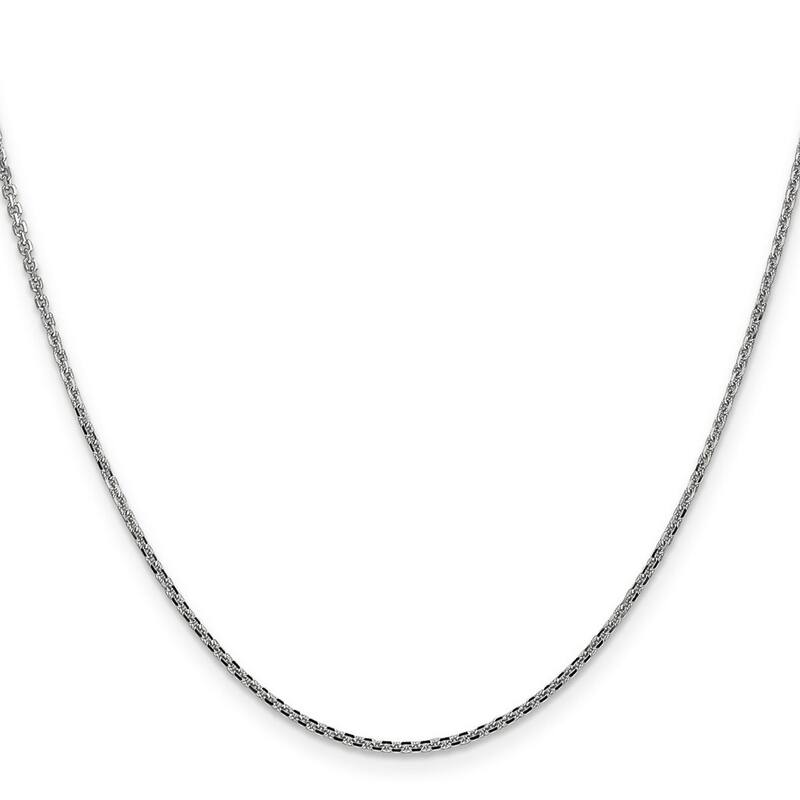 Curata 14k White Gold Solid 1.3mm Diamond-cut Cable Chain Necklace (Lobster) Options 16 18 20 24