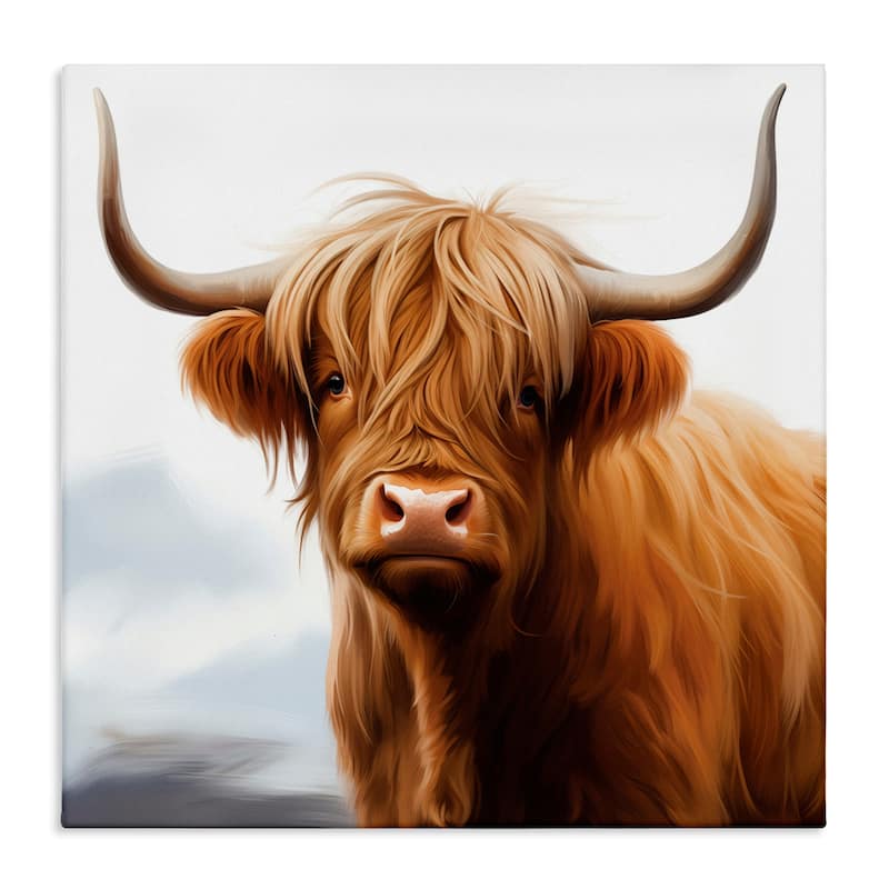 Stupell Long Horn Highland Cow Portrait Canvas Wall Art Design By Heidi Kuntz - 17 x 17