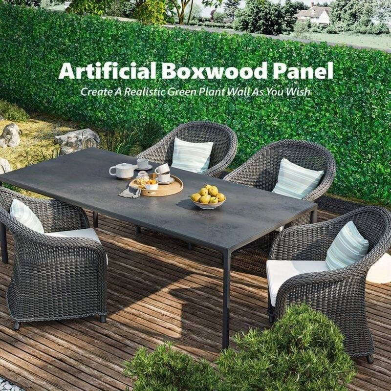12PCS 24"x16"Artificial Boxwood Boards,UV Protected Grass Wall Panels & Boxwood Fence Panels for Green Wall Decor,Garden Fence
