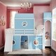 preview thumbnail 2 of 18, Impression Playhouse Inspired Bed, Full Size Loft Bed with Slide Pink Tent and Tower, Spacious Under Bed Space Blue