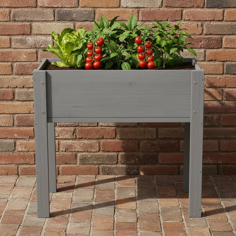 Natural Elevated Planter Box for Outdoor Use with Eco-Friendly Finish