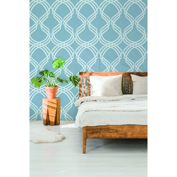 Shop Poway Dante Ribbon Blue/ White Wallpaper - On Sale ...