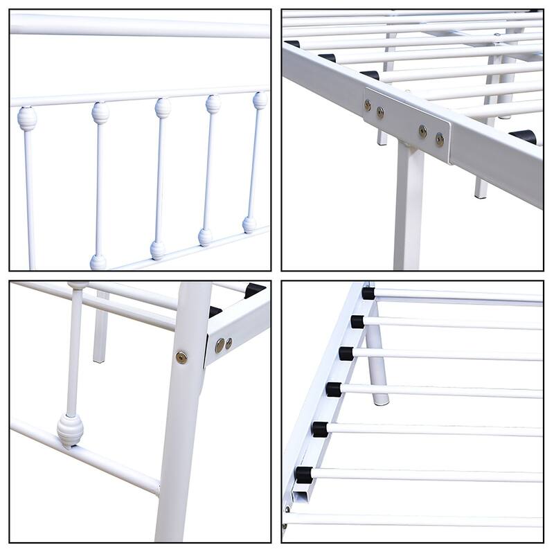 Alazyhome Simple Vintage Metal Platform Bed Frame, Easy-Assembly