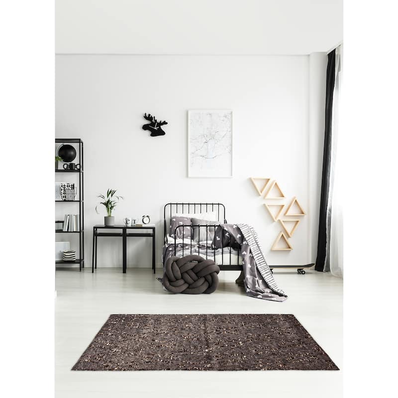 ECARPETGALLERY Braid weave Sienna Dark Grey Wool Rug - 5'3 x 7'6
