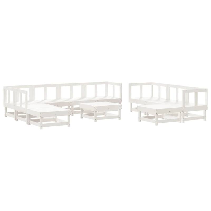vidaXL Garden Lounge Set White Solid Pine Wood, Large Modular - 24.0 x 24.0 x 24.4
