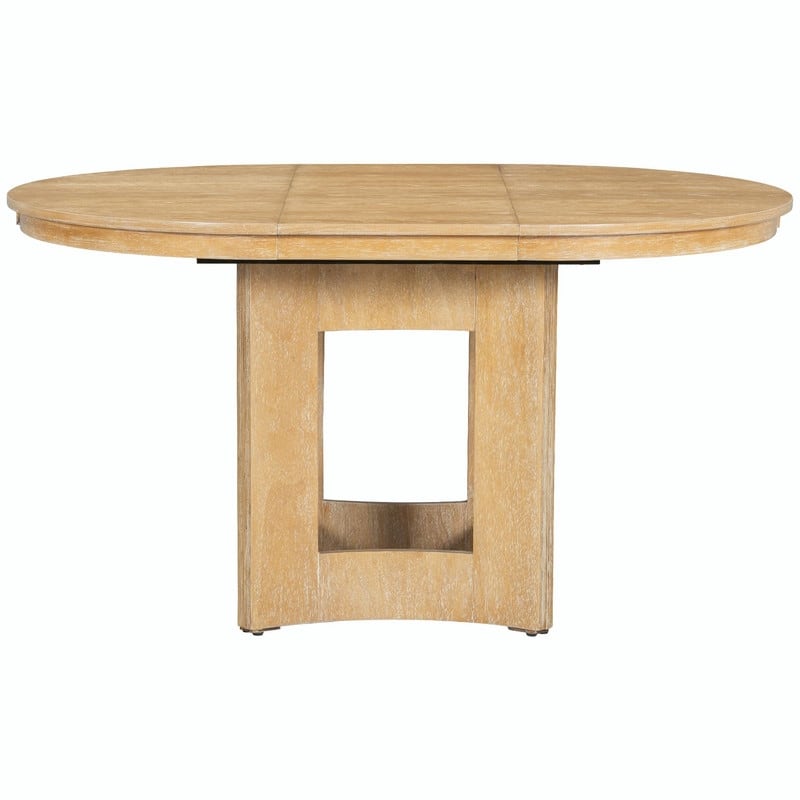 Farmhouse Extendable Round Dining Table with 16" Removable Leaf, Space-Saving Kitchen Table for Small Spaces