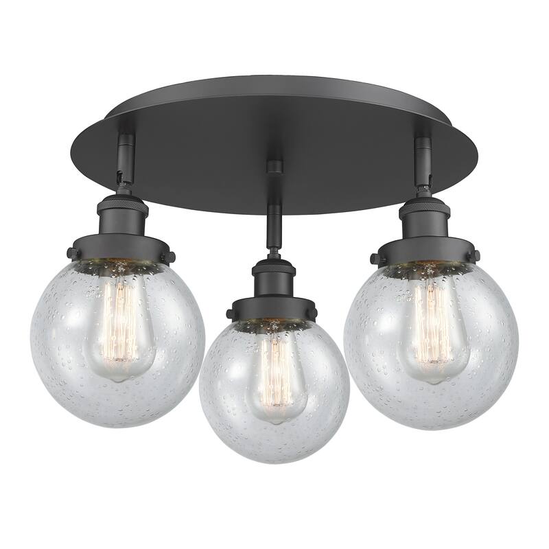 Innovations Lighting Beacon - 3 Light 18" Flush Mount - Seedy/Matte Black
