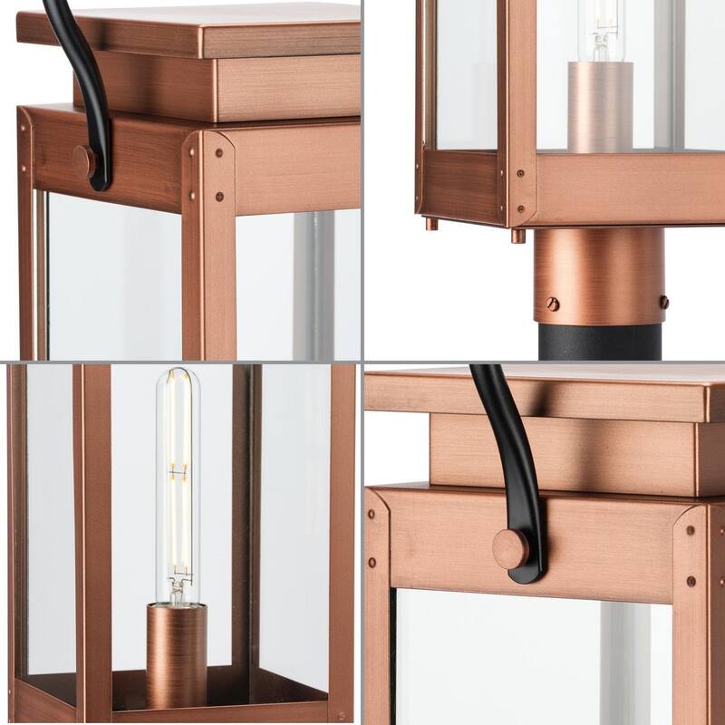 Union Square One-Light Antique Copper Urban Industrial Outdoor Post Light - 9.75 in x 7 in x 26 in