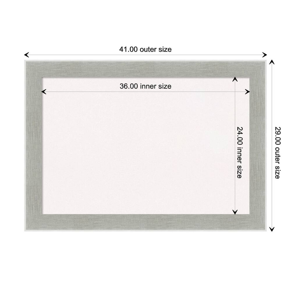 Glam Linen Grey Framed White Corkboard Bulletin Board