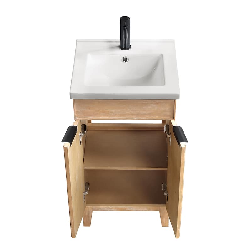 Palos Single Bath Vanity with Ceramic Basin Top without Mirror