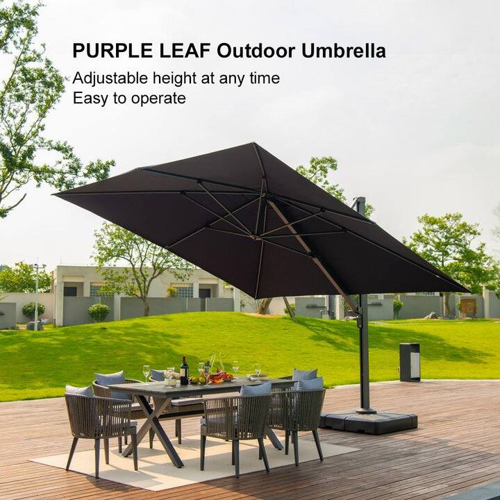 PURPLE LEAF Sturdy Heavy-duty Patio Cantilever Offset Umbrella 360-degree Rotation with Base
