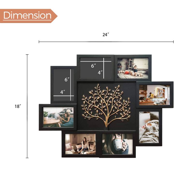 HELLO LAURA 8 Opening 4x6 Picture Frame Collage Family Tree Wall Hanging