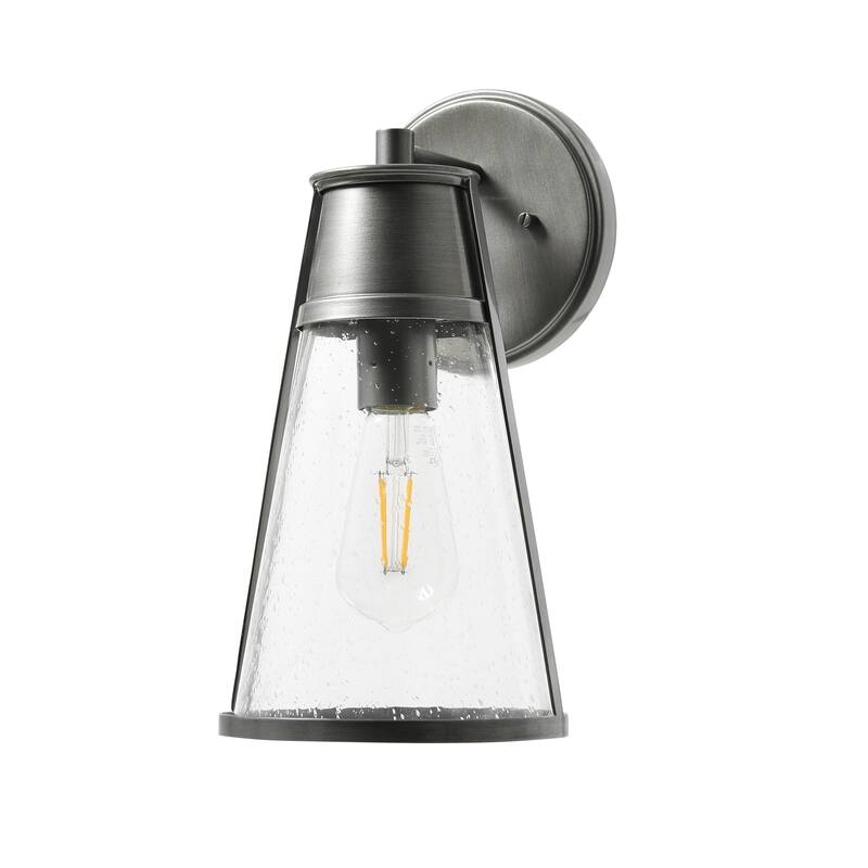 Robert Stevenson Lighting Jaxon - Metal and Seedy Glass Wall Sconce - Brushed Nickel