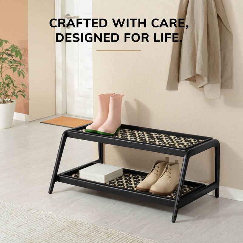 Jani Double-Tier Black Stand 3-Pair Rubber Boot Trays