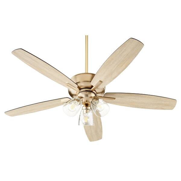 slide 2 of 6, Quorum International Breeze 52" 5 Blade Ceiling Fan Aged Brass