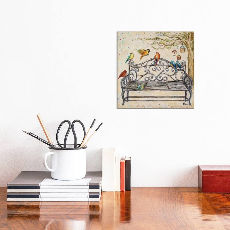 iCanvas "Birds on the Bench" by Patricia Pinto Canvas Print - 12x12x0.75