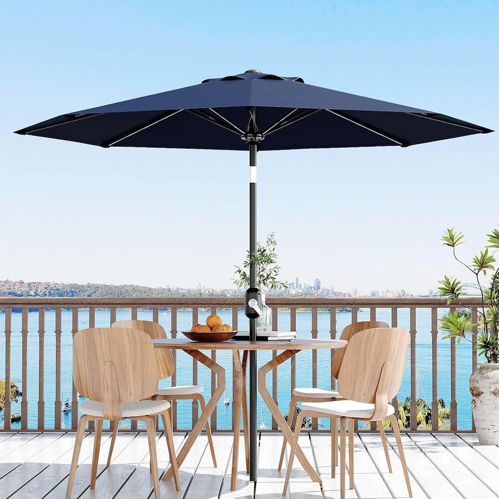 9FT Outdoor Table Patio Umbrella with Crank Lift & Push Button Tilt for Pool, Deck, Yard, Garden