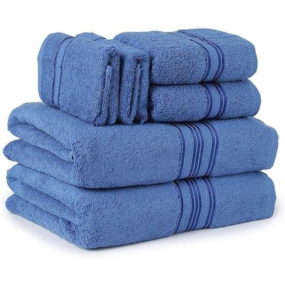 Décor&More BathEssentials 100% Cotton Extra Heavy 6 Piece Bath Towel Set - Blue