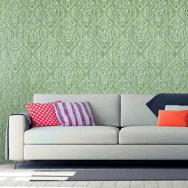 Shop Wallpaper green Textured Victorian rustic drips ...