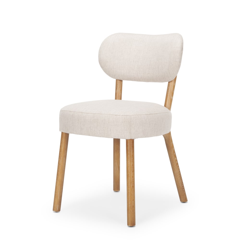 Owen Beige Fabric With Brown Wood Frame Dining Chairs (Set of 2) - 18.5L x 21.5W x 30.8H