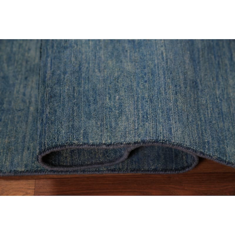 Striped Blue Gabbeh Modern Oriental Rug Handmade Wool Carpet - 4'9" x 6'5"