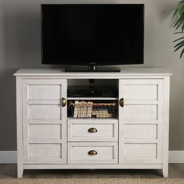 Offex Home 52 Rustic Chic Solid Wood Tv Console Stand White Wash Overstock 25566412