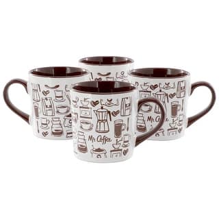 Mr. Coffee Set of 4, 18 Ounce Stoneware Mug Brown - Bed Bath & Beyond -  43357948