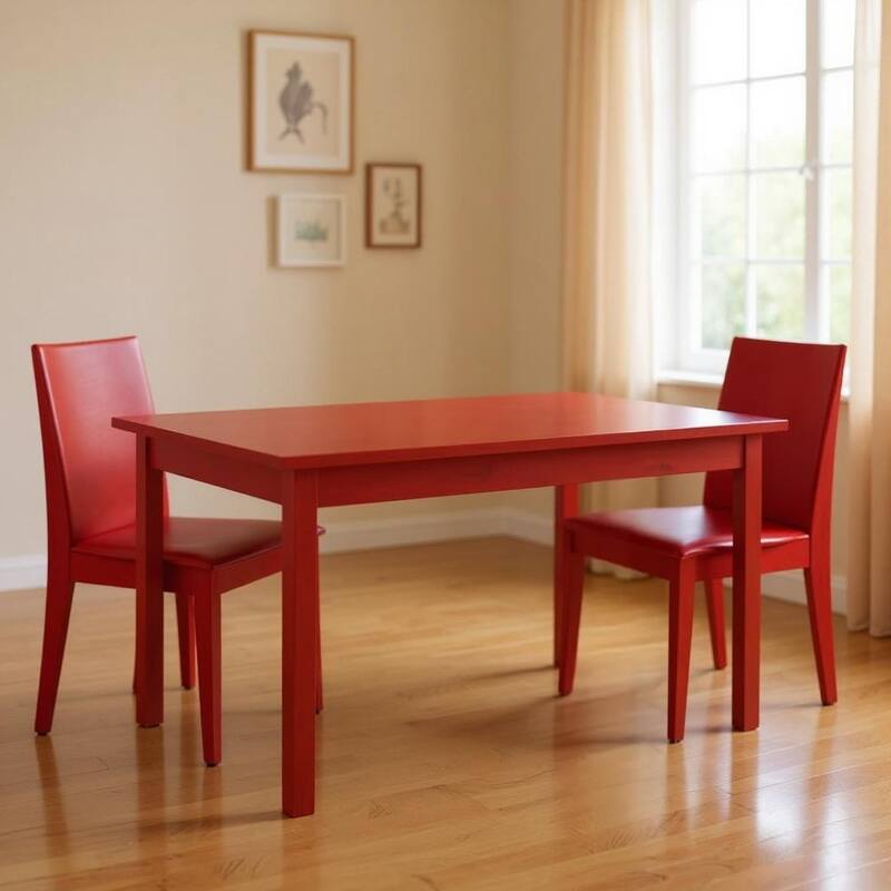 HomeRoots 48" Fire Engine Red Solid Wood Dining Table - 48.00 in. x 30.00 in. x 27.00 in. - Fire Engine Red - 48.00 in. x 30.00 in.  x 27.00 in.
