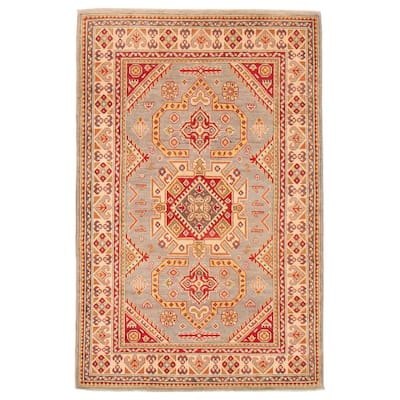 ECARPETGALLERY Hand-knotted Uzbek Ghazni Grey Wool Rug - 4'0 x 5'10