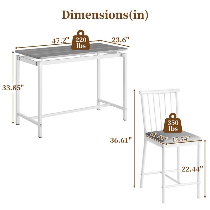 5-Piece Rectangular Dining Table Set with 4 Upholstered Chairs