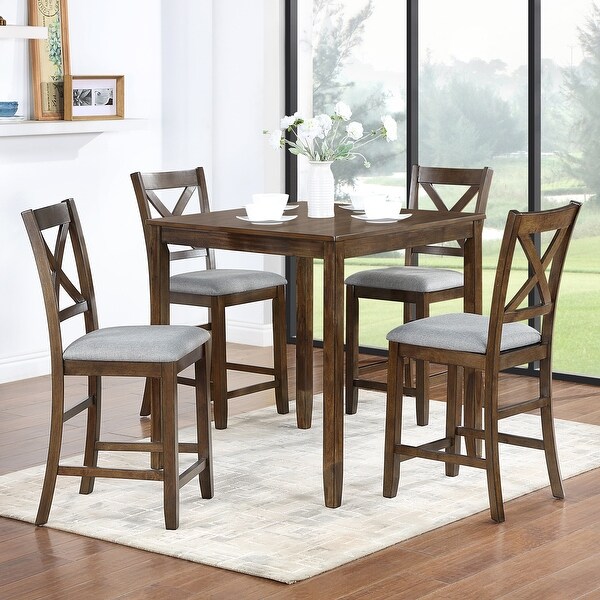5 Piece Counter Height Dining Set with Square Table and Upholstered Chairs Perfect for Small Spaces Bed Bath Beyond 41187248