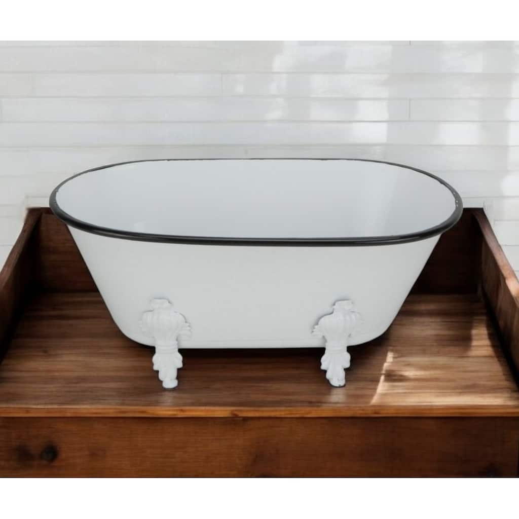 HomeRoots Jumbo White Bathtub Decorative Sculpture - 12' X '5' X '6.5