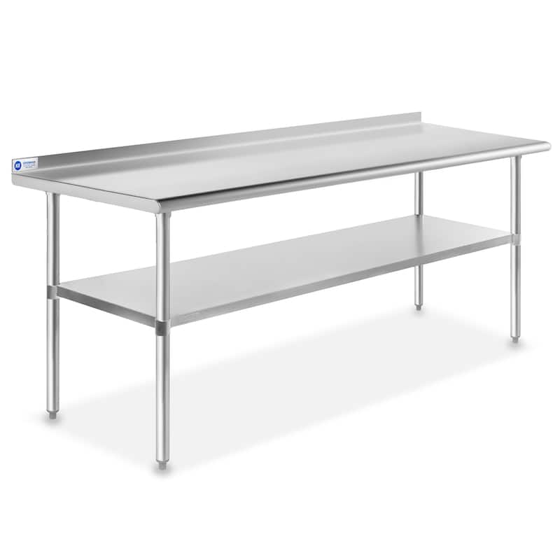 72 x 24in NSF Stainless Steel Prep Table with Backsplash - Silver