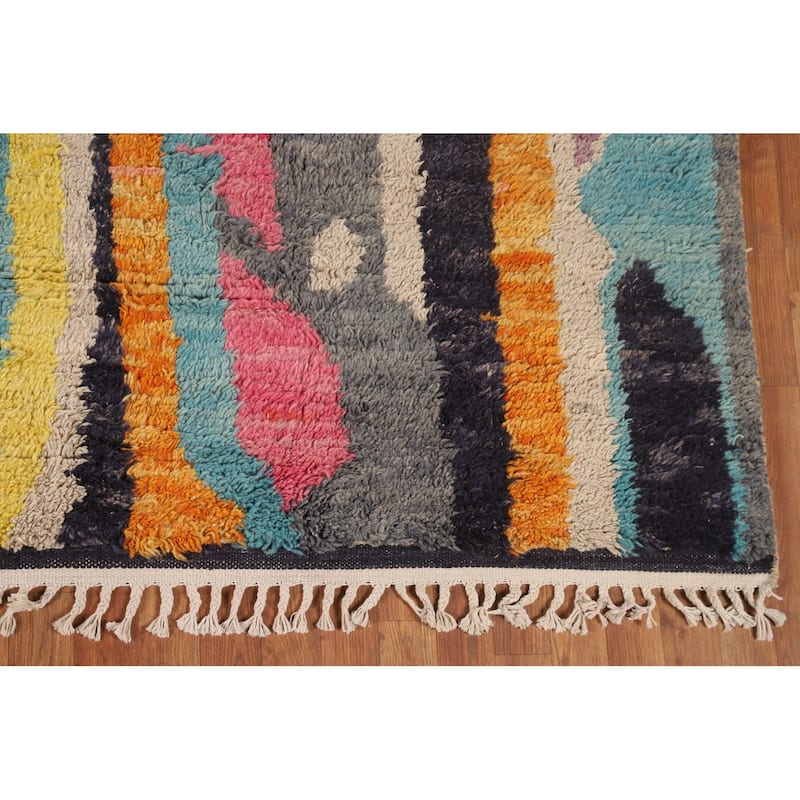 Multicolor Moroccan Oriental Area Rug Handmade Wool Carpet - 8'10" x 13'0"