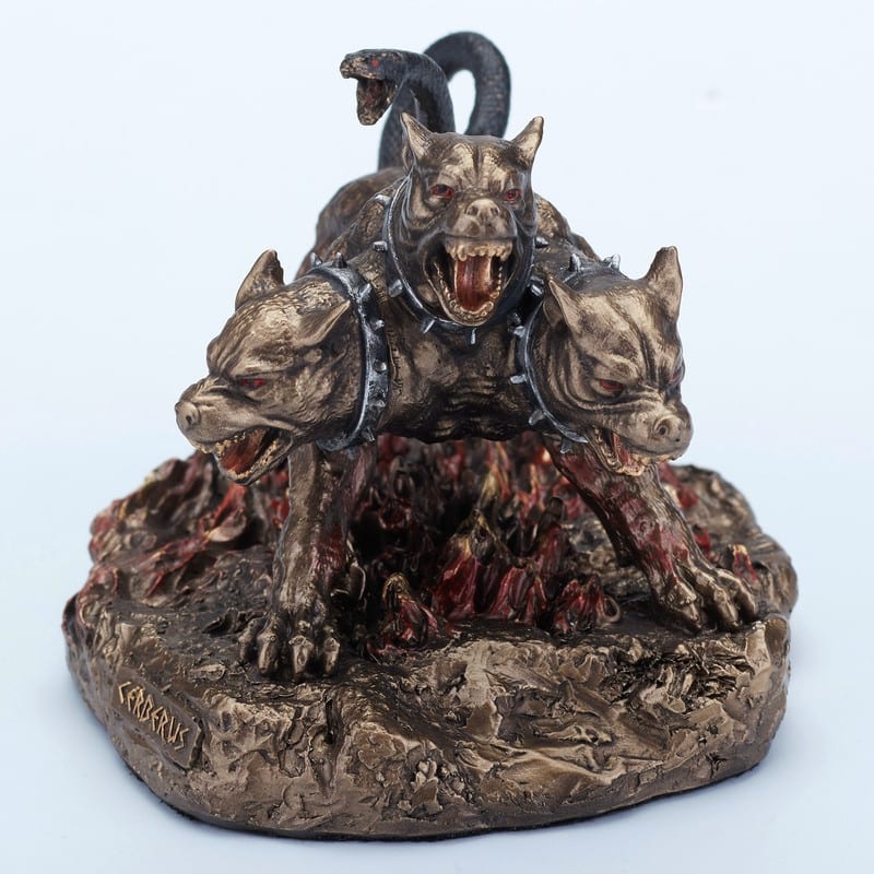 4.33 inches Length Polyresin Cerberus the Three Headed Hound of Hades Bronze Finish Figurine