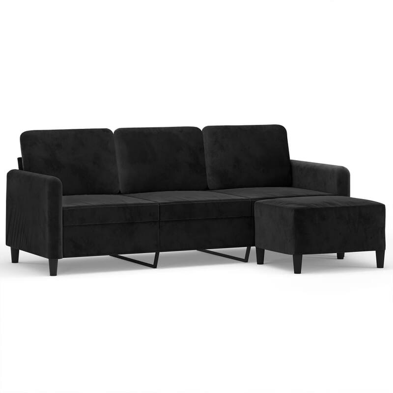 vidaXL 3-seater Sofa With Footstool Dark Gray Velvet 3-Seater - 30.3 x 77.9 x 31.5 in