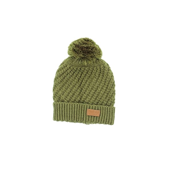Shop Cable Pom Pom Cuffed Beanie Unisex Olive Thick Warm Knit